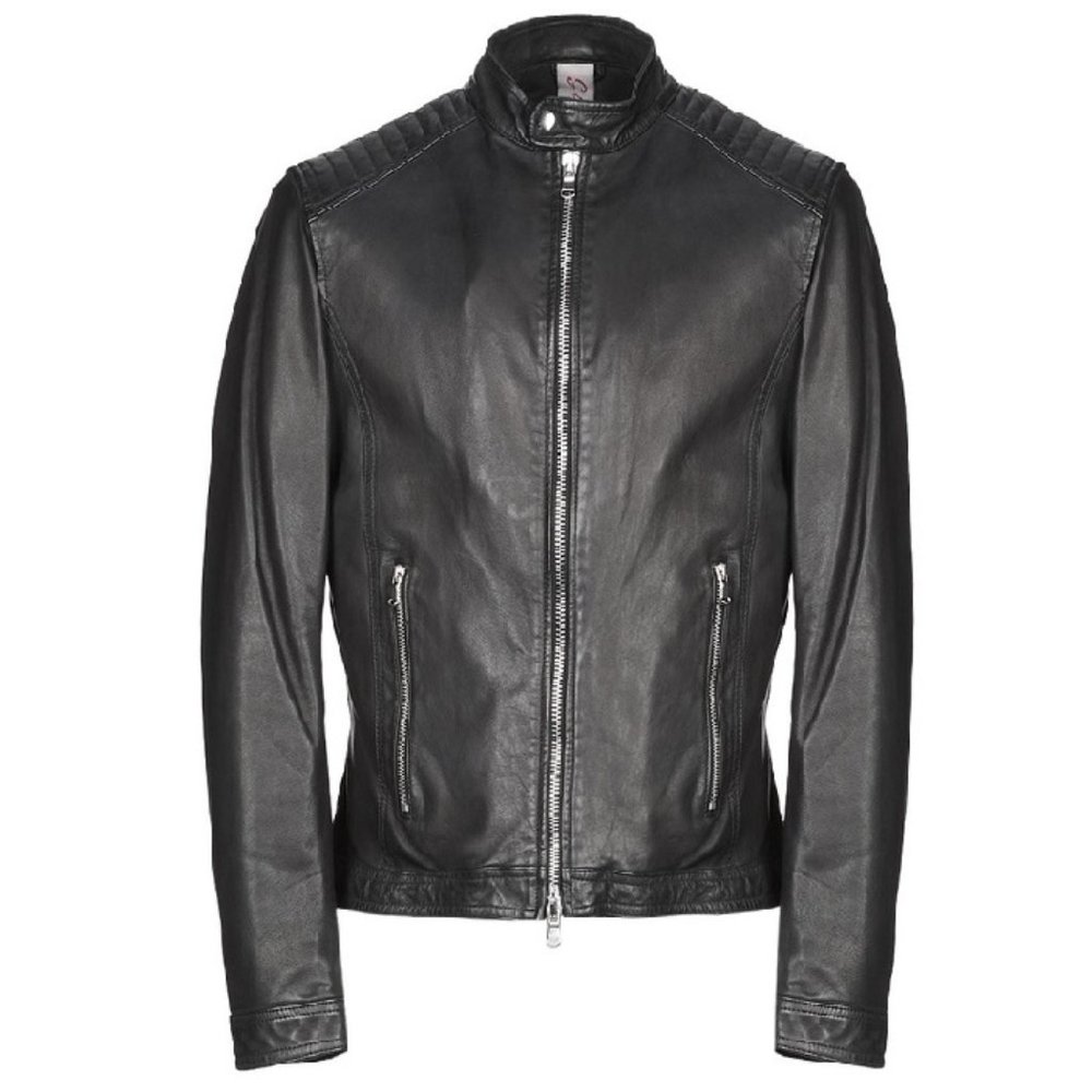 Giambi leather moto biker jacket
